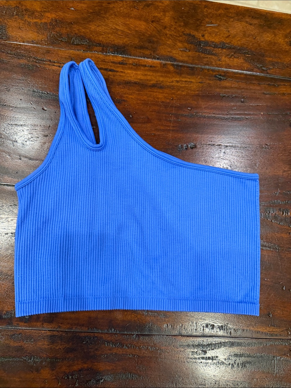 aerie One-Shoulder Ribbed Crop Top -  Blue